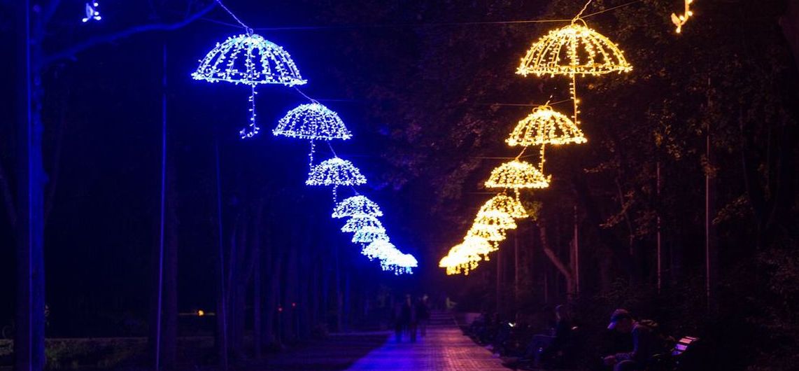Магія ліхтарів і парасоль: як виглядає луцький парк вночі
