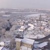Засніжений Луцьк з висоти пташиного польоту. Відео